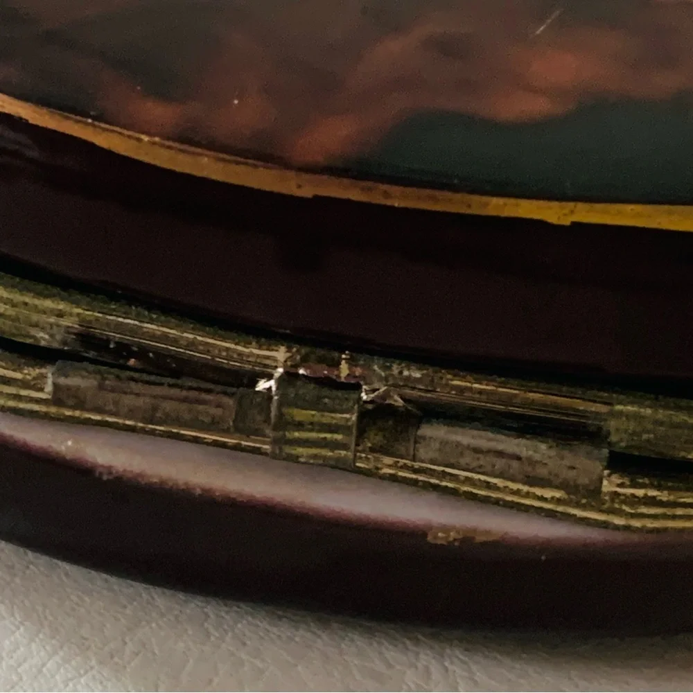 Rare Antique 1910 Porcelain Oval Jewelry Trinket Box